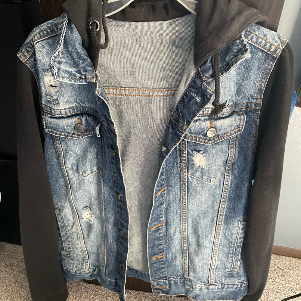 Men Jean jacket sweatshirt denim medium NYC